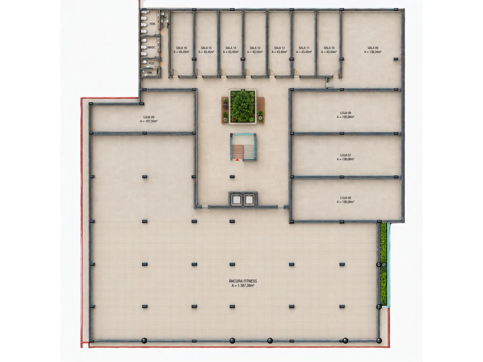 Piazza Nicomedes: Planta do primeiro pavimento · Saúde e bem-estar